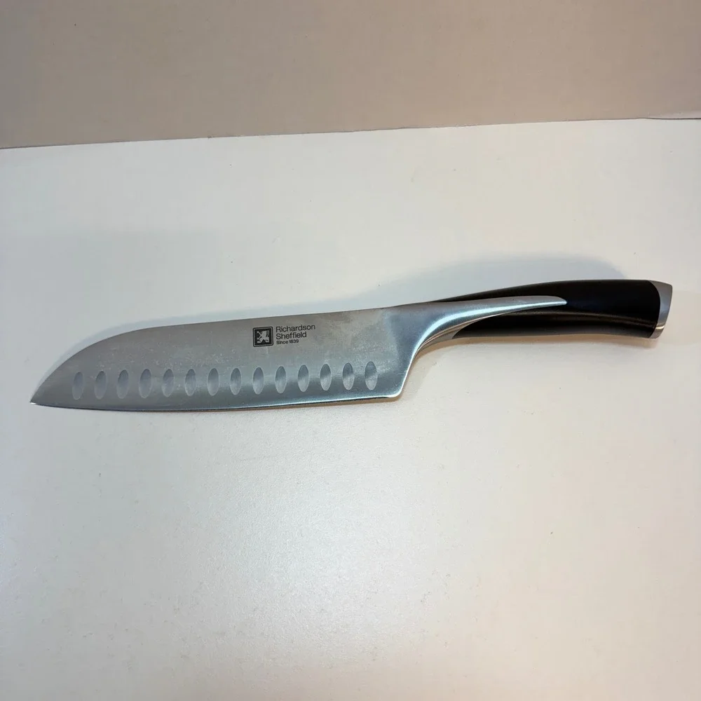Richardson Sheffield Kyu Santoku Knife 7 Inch Blade Black Silver X50CrMoV15